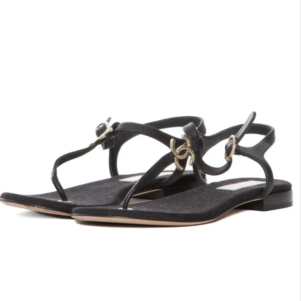 Chanel sandals with gold hardware